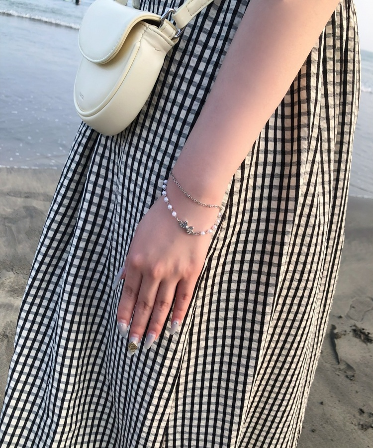 펄 리본 체인 팔찌 원컬러