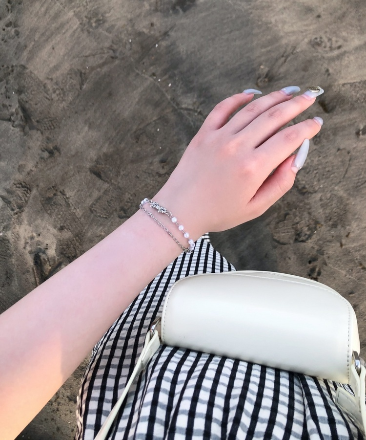 펄 리본 체인 팔찌 원컬러