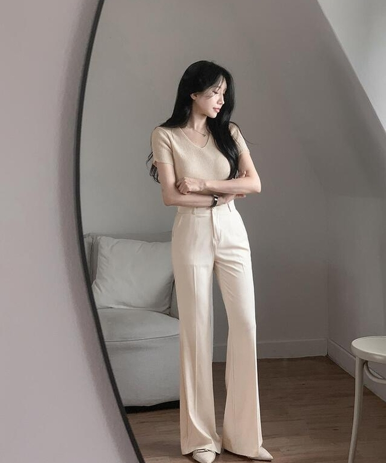 ニット Vサマーラップ半袖ニット(5color) BEIGE
