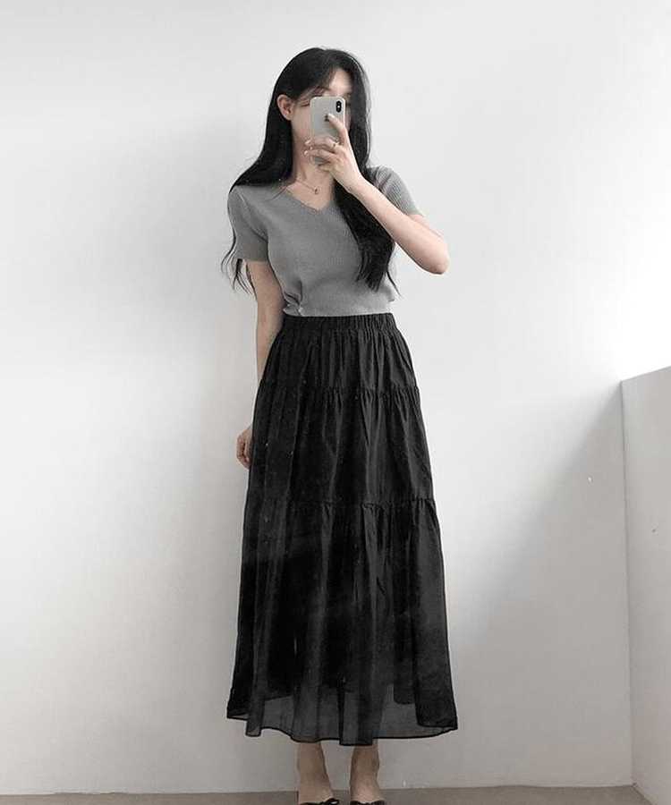 ニット Vサマーラップ半袖ニット(5color) GRAY