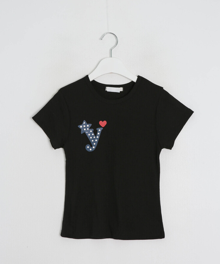 하트 골지 반팔 티셔츠