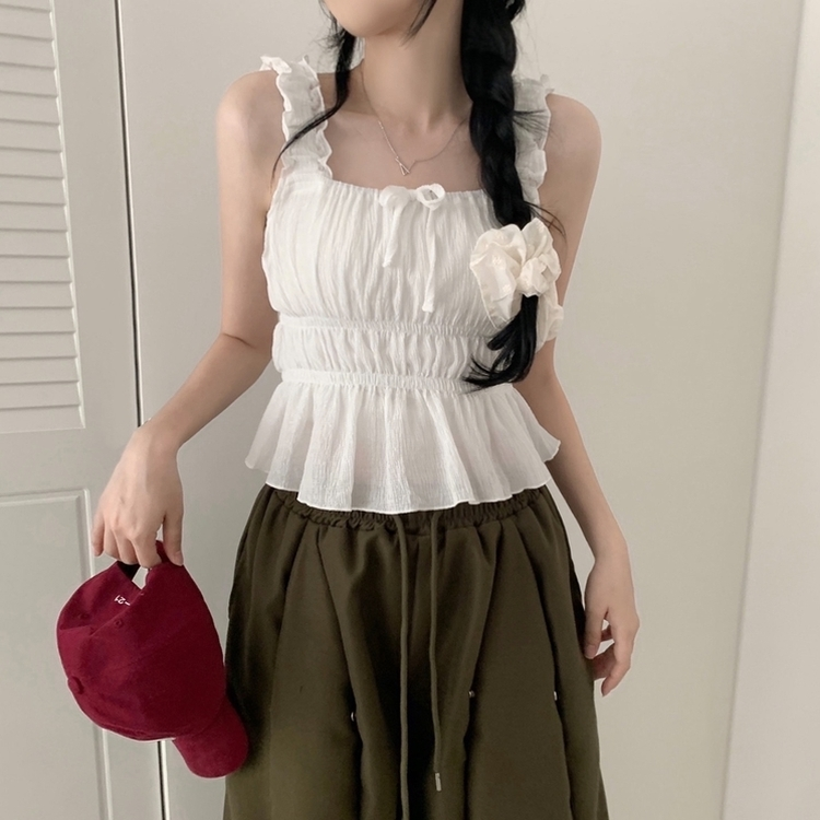 シャーリングフリルキャミソール WHITE