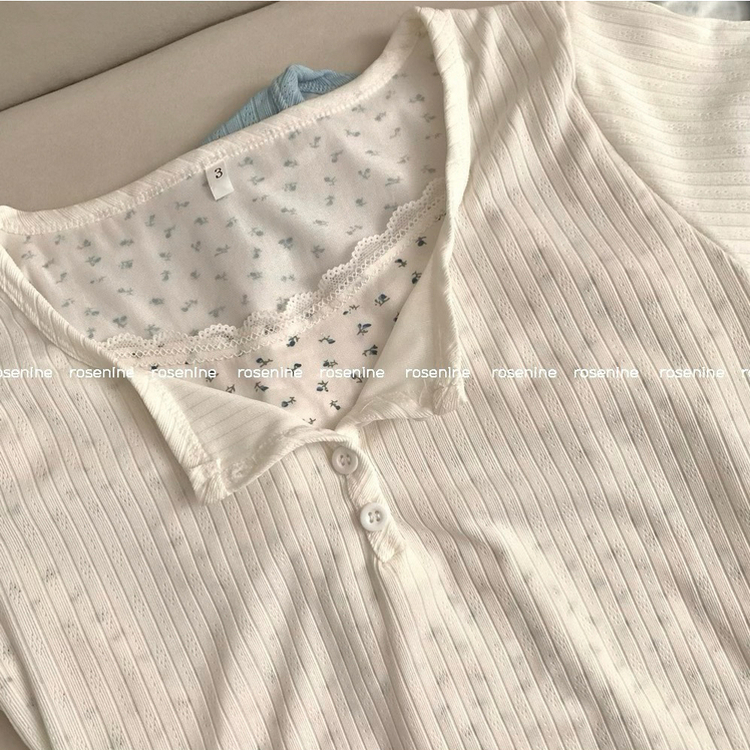 유어 잔꽃 레이어드 반팔티 여름 반팔 발레코어 골지