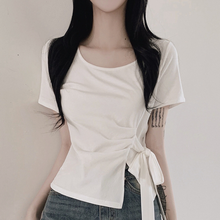 半袖Tシャツ リボンシャーリング半袖Tシャツ WHITE