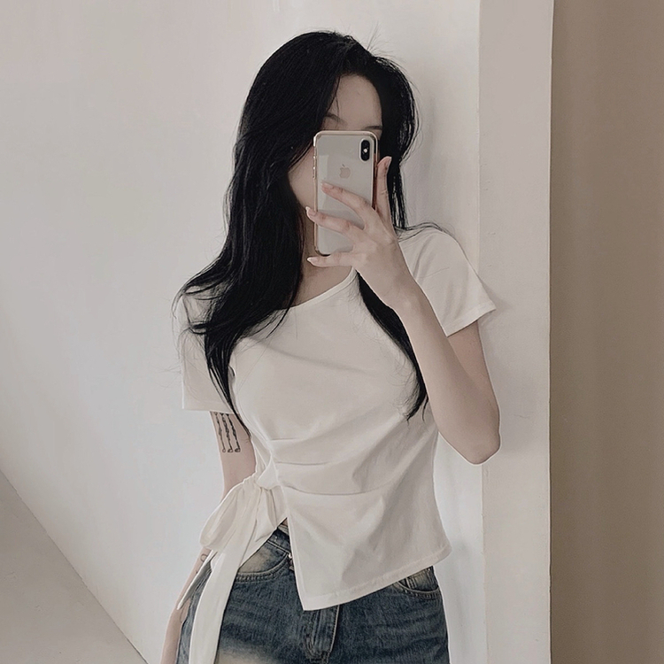 半袖Tシャツ リボンシャーリング半袖Tシャツ WHITE
