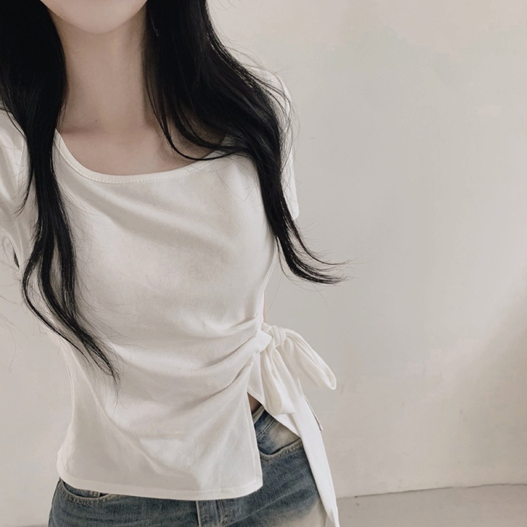 半袖Tシャツ リボンシャーリング半袖Tシャツ WHITE