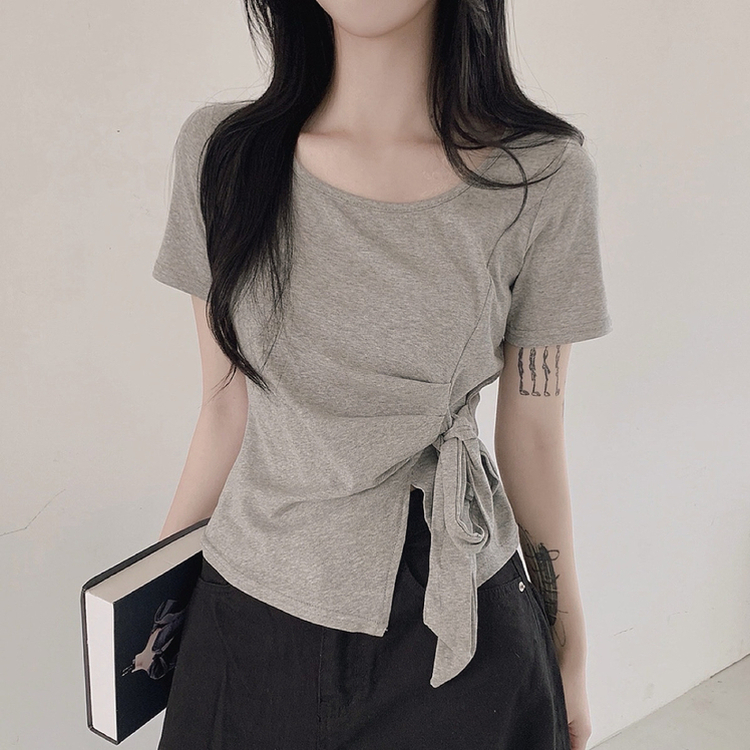 半袖Tシャツ リボンシャーリング半袖Tシャツ GREY