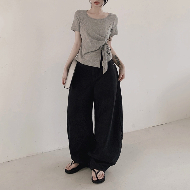 半袖Tシャツ リボンシャーリング半袖Tシャツ GREY