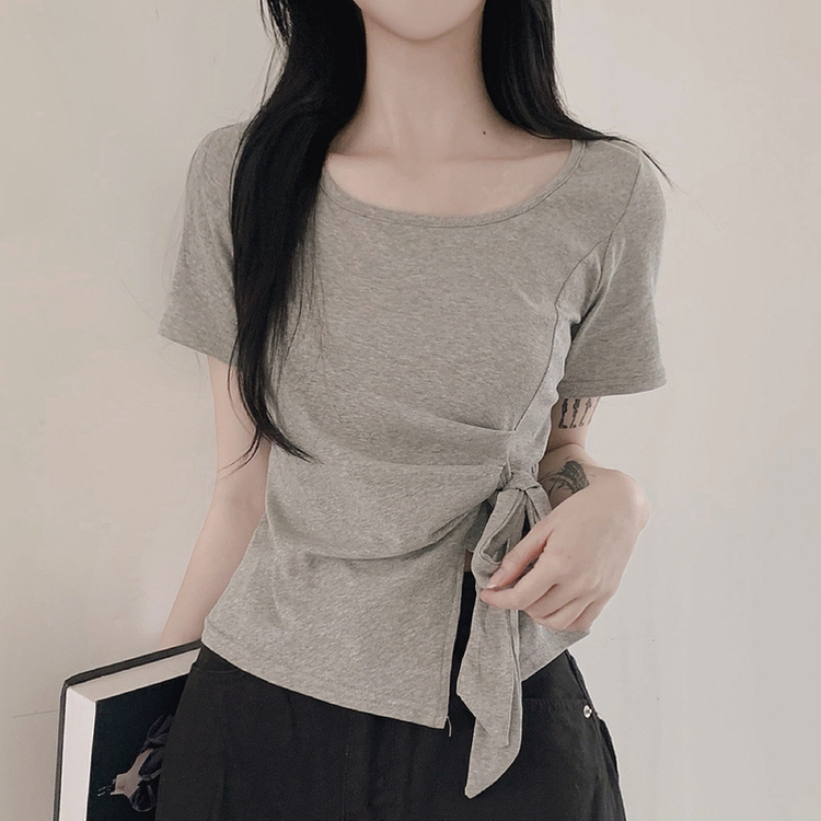 半袖Tシャツ リボンシャーリング半袖Tシャツ GREY