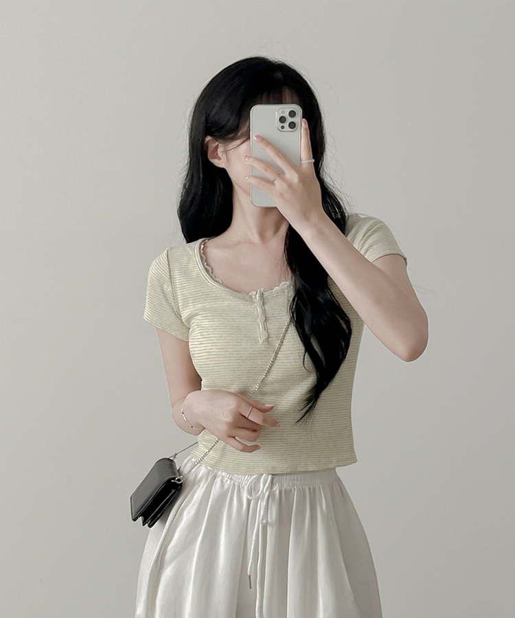 半袖Tシャツ バブルストライプ半袖Tシャツ LIGHT GREEN