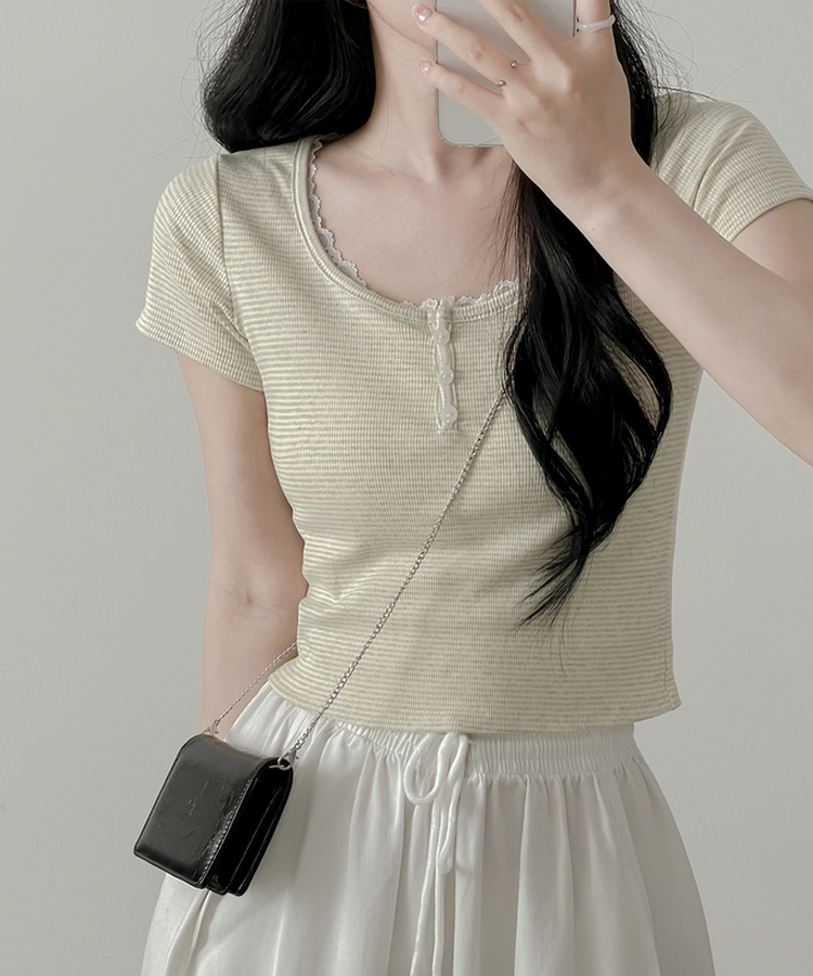 半袖Tシャツ バブルストライプ半袖Tシャツ LIGHT GREEN