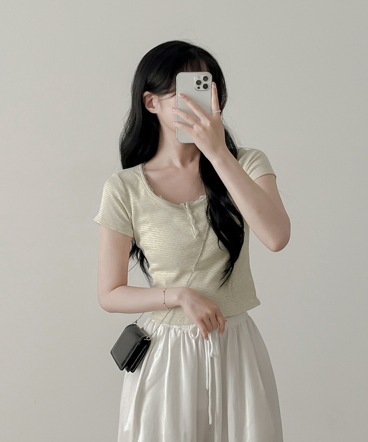 半袖Tシャツ バブルストライプ半袖Tシャツ LIGHT GREEN