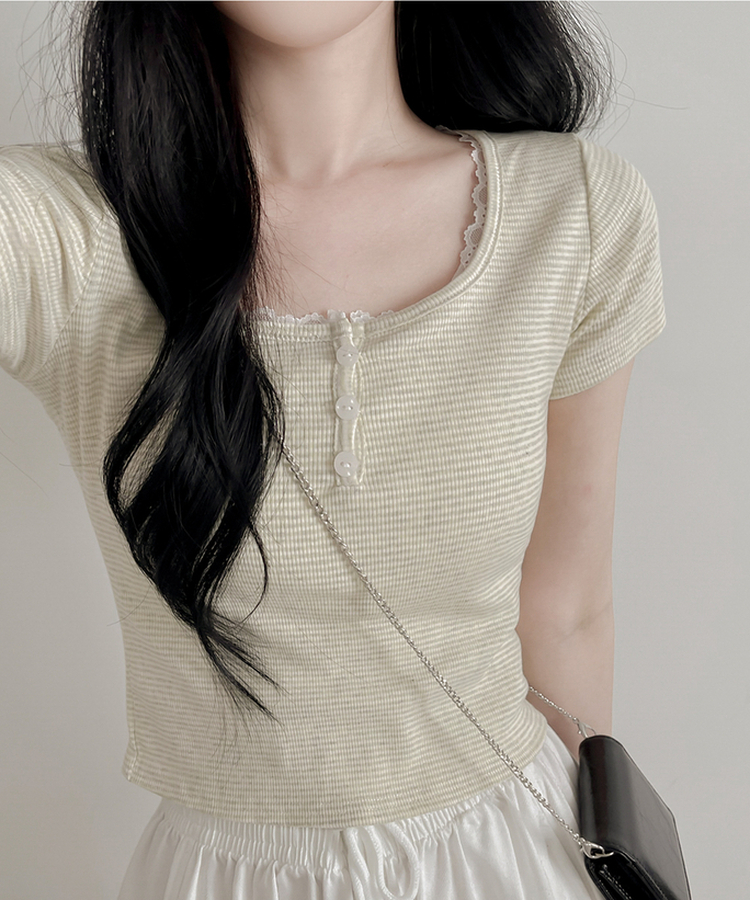 半袖Tシャツ バブルストライプ半袖Tシャツ LIGHT GREEN