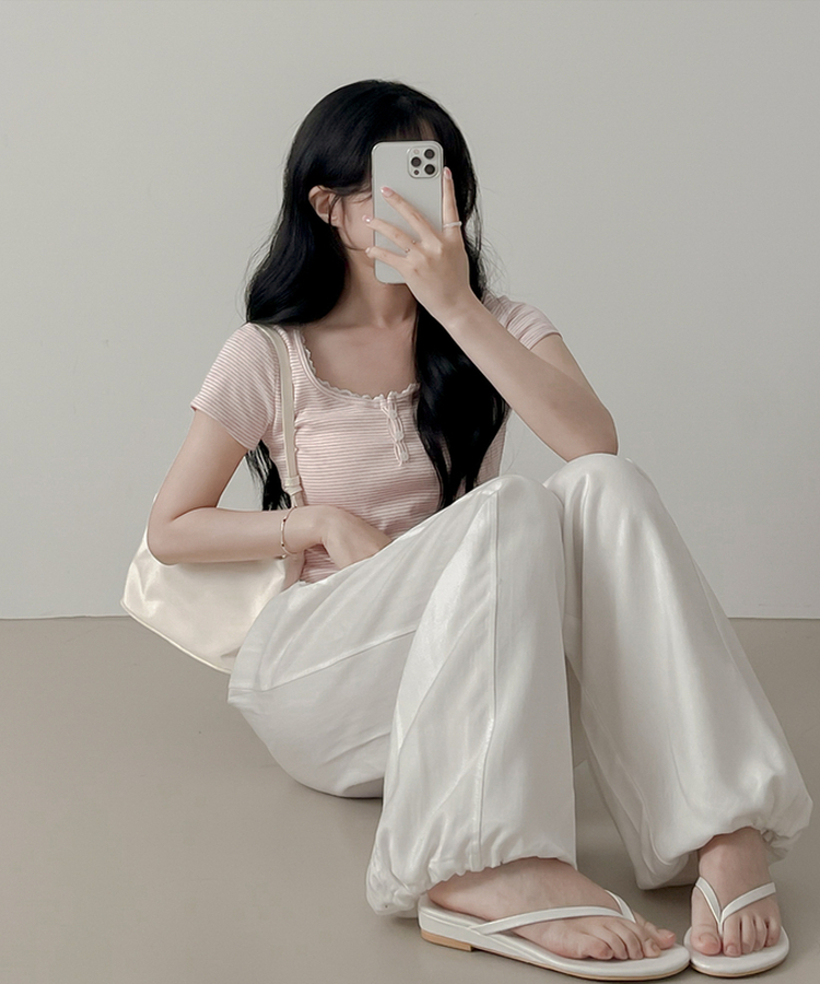 半袖Tシャツ バブルストライプ半袖Tシャツ PINK