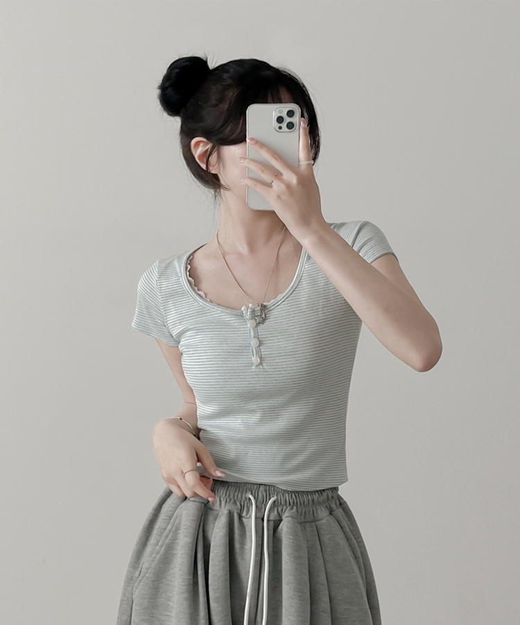 半袖Tシャツ バブルストライプ半袖Tシャツ SKY BLUE