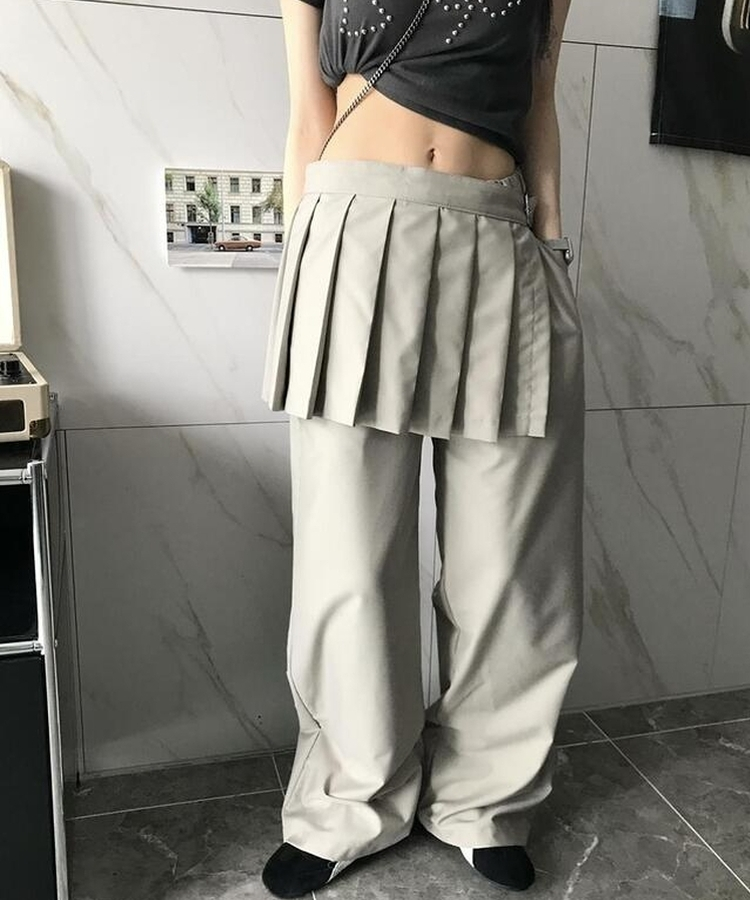 コットンパンツ ホイッスルスカートレイヤードパンツ BEIGE