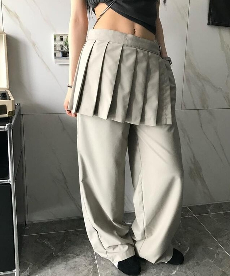 コットンパンツ ホイッスルスカートレイヤードパンツ BEIGE