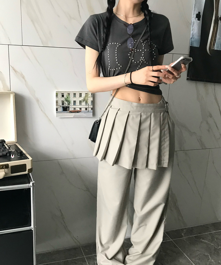半袖Tシャツ クロップ半袖Tシャツ CHARCOAL