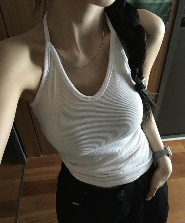ノースリーブ サンデーホールターキャミソール(5color) WHITE