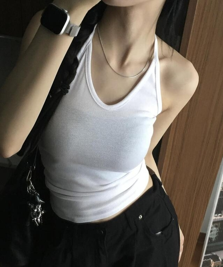 ノースリーブ サンデーホールターキャミソール(5color) WHITE