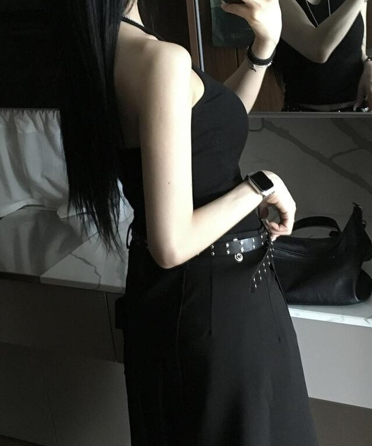 ノースリーブ サンデーホールターキャミソール(5color) BLACK