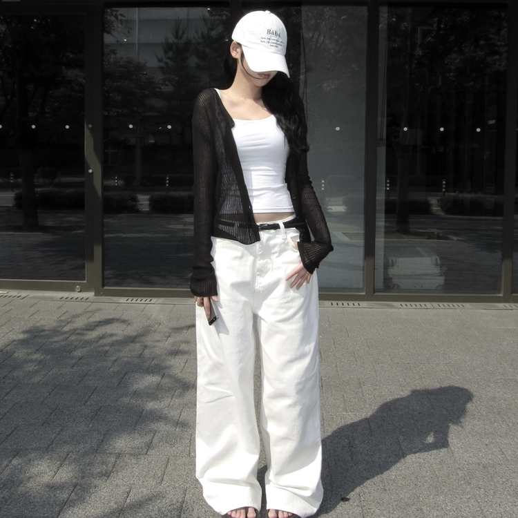 カーディガン シースルーサマーカーディガン(5color) BLACK