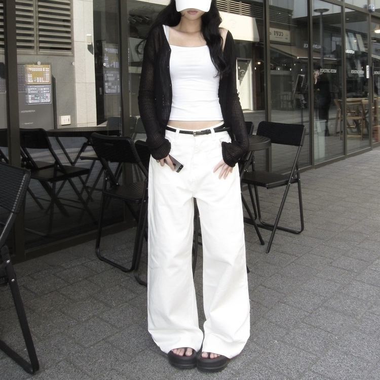 デニム デイリーポケットワイドデニム WHITE