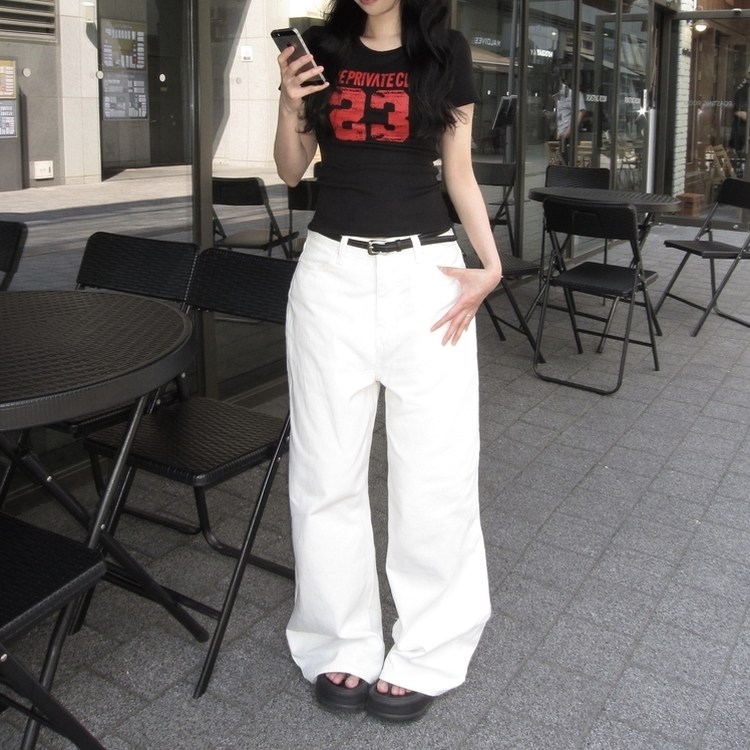 デニム デイリーポケットワイドデニム WHITE