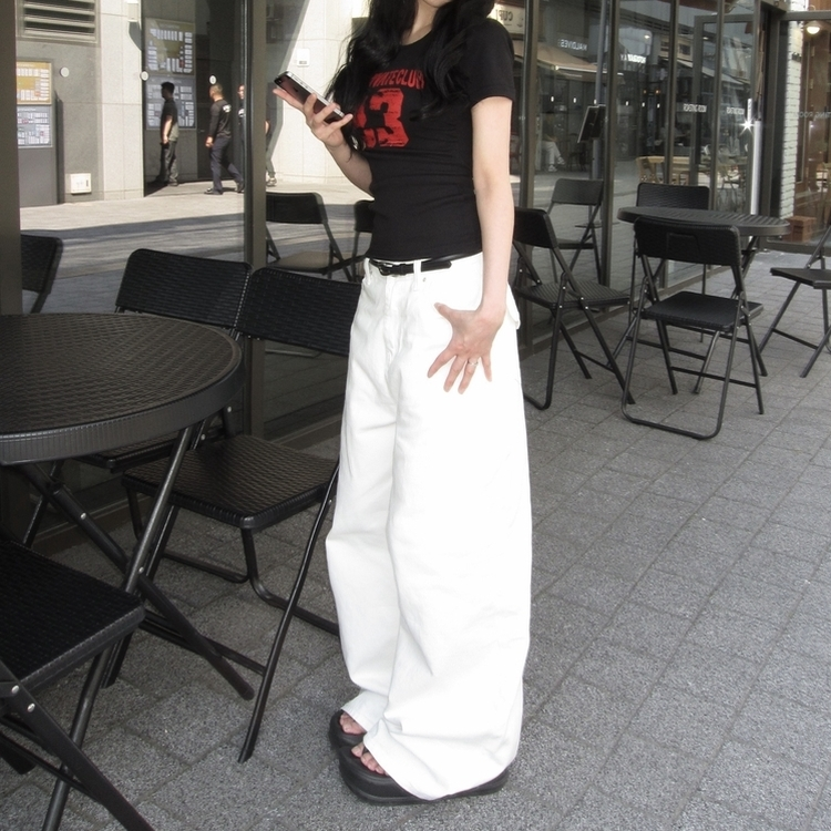 デニム デイリーポケットワイドデニム WHITE