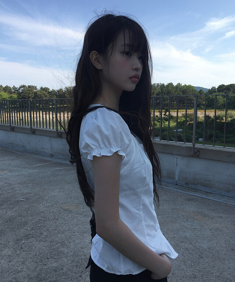 ブラウス コットンレース半袖ブラウス IVORY