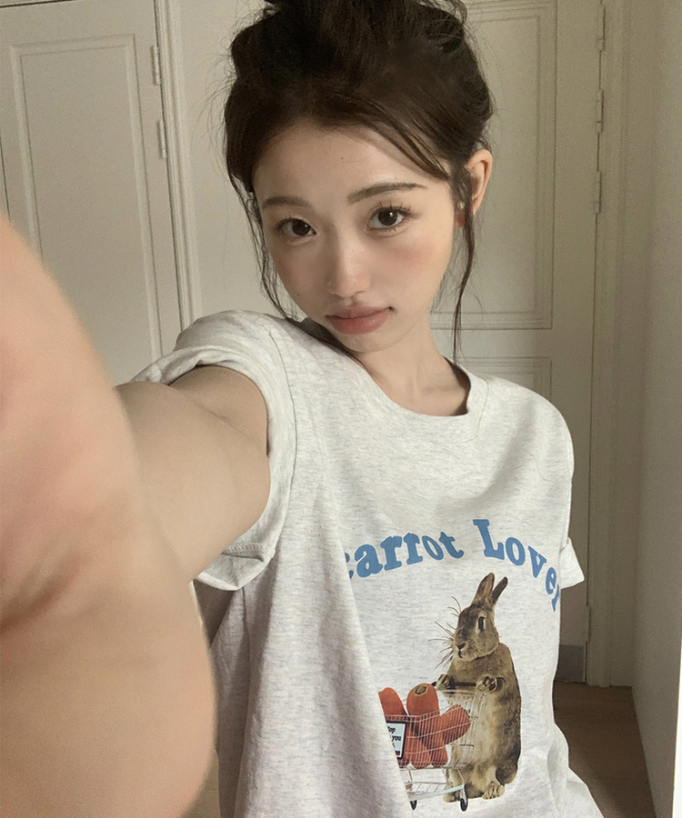 半袖Tシャツ キャロットバニーTシャツ WHITE MELANGE