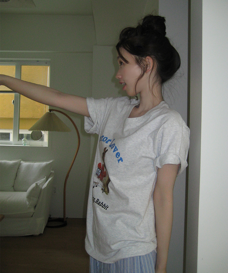 半袖Tシャツ キャロットバニーTシャツ WHITE MELANGE