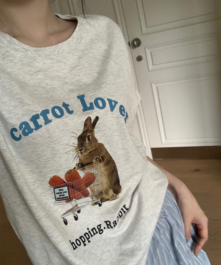 半袖Tシャツ キャロットバニーTシャツ WHITE MELANGE