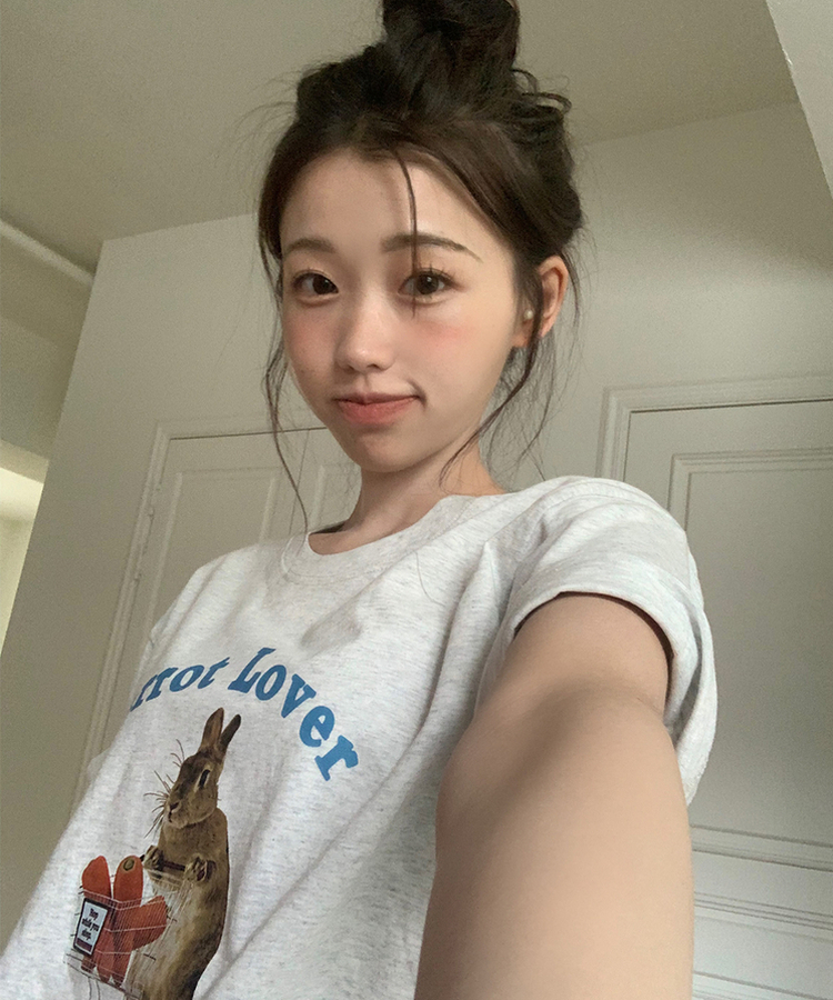 半袖Tシャツ キャロットバニーTシャツ WHITE MELANGE