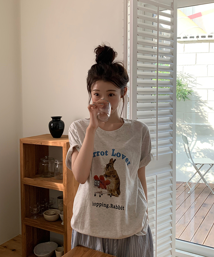 半袖Tシャツ キャロットバニーTシャツ WHITE MELANGE