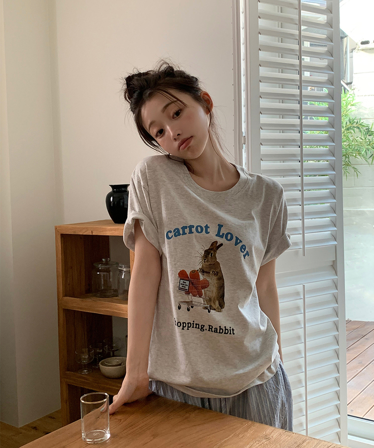 半袖Tシャツ キャロットバニーTシャツ WHITE MELANGE