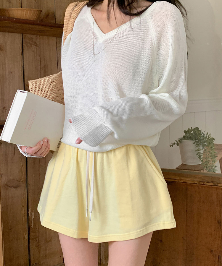 ニット シースルーVネックルーズニット(5color) IVORY