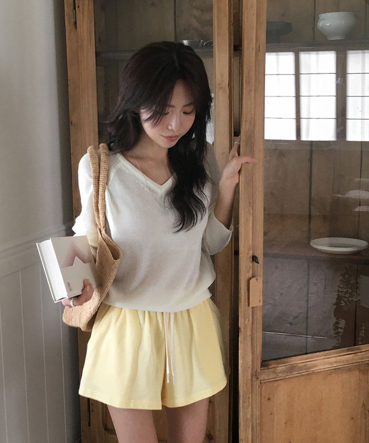 ニット シースルーVネックルーズニット(5color) IVORY