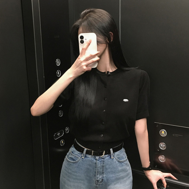 カーディガン ペンダント半袖カーディガン BLACK