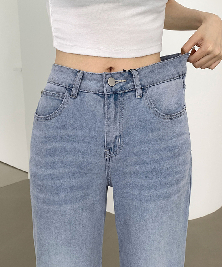 XL스판 후들 밑단 컷팅 통 큰 부츠컷핏 데님 팬츠 연청