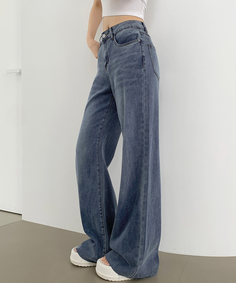 XL스판 후들 밑단 컷팅 통 큰 부츠컷핏 데님 팬츠 중청