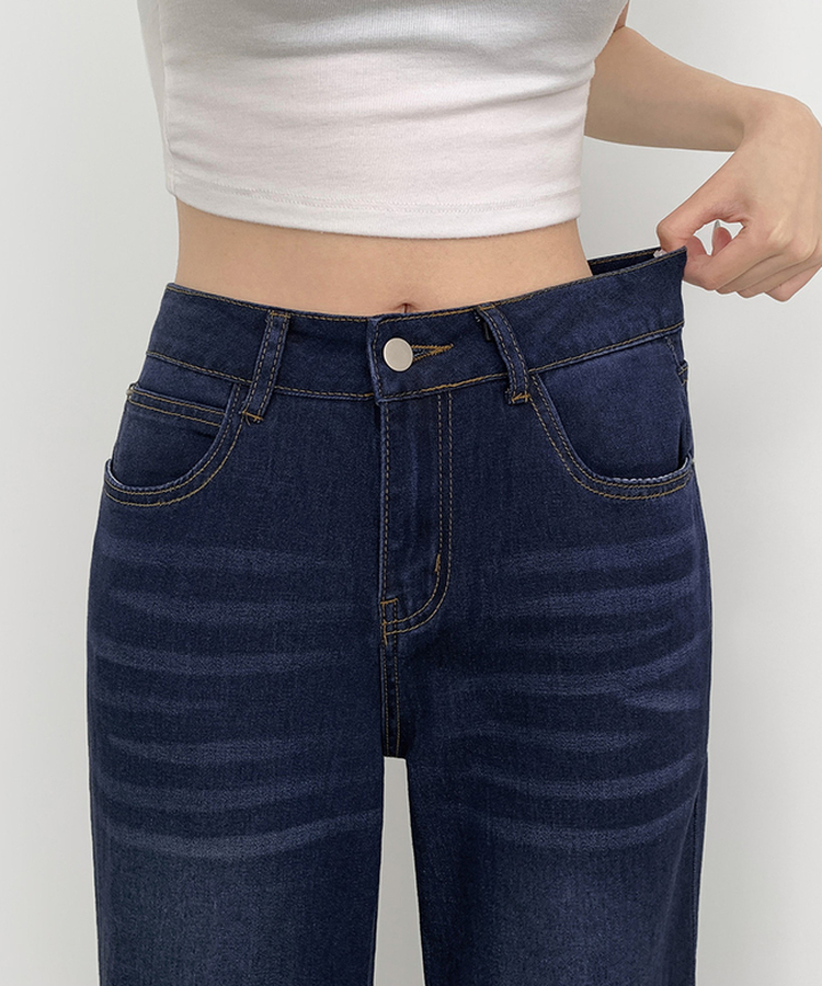 XL스판 후들 밑단 컷팅 통 큰 부츠컷핏 데님 팬츠 진청