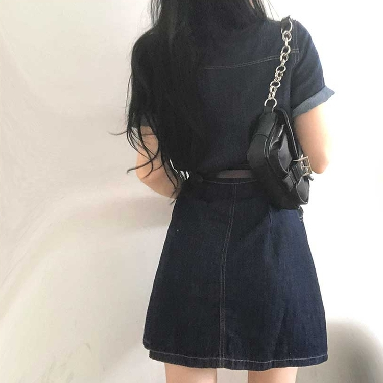 JEANS FERRE デニムワンピース・チュニック  ポケット付き ベルト付き JEANS FERRE デニムワンピース・チュニック ポケット付き ベルト付き
