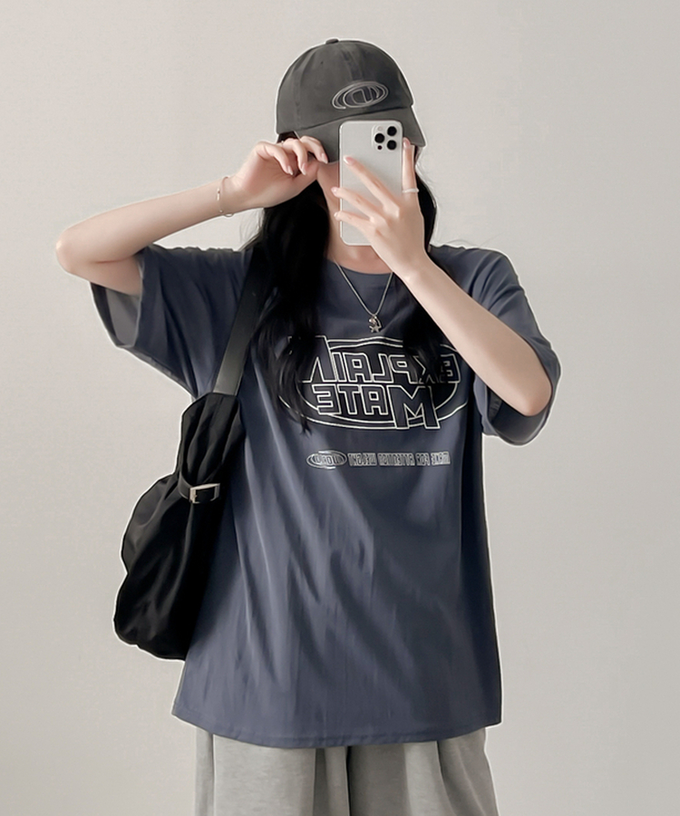 ピグメントオーバー半袖Tシャツ BLUE