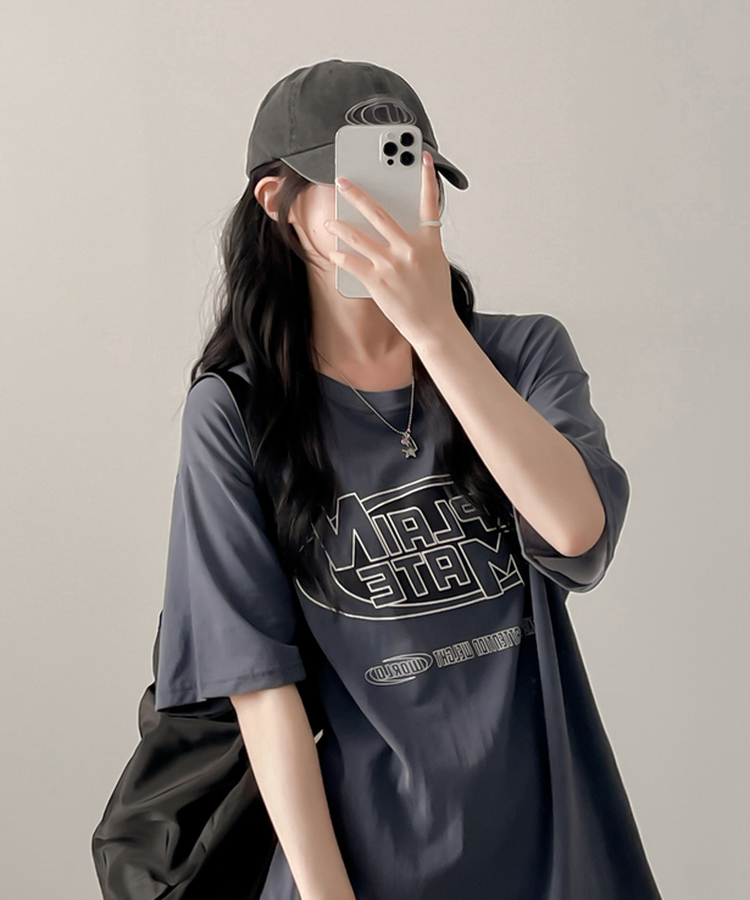 ピグメントオーバー半袖Tシャツ BLUE