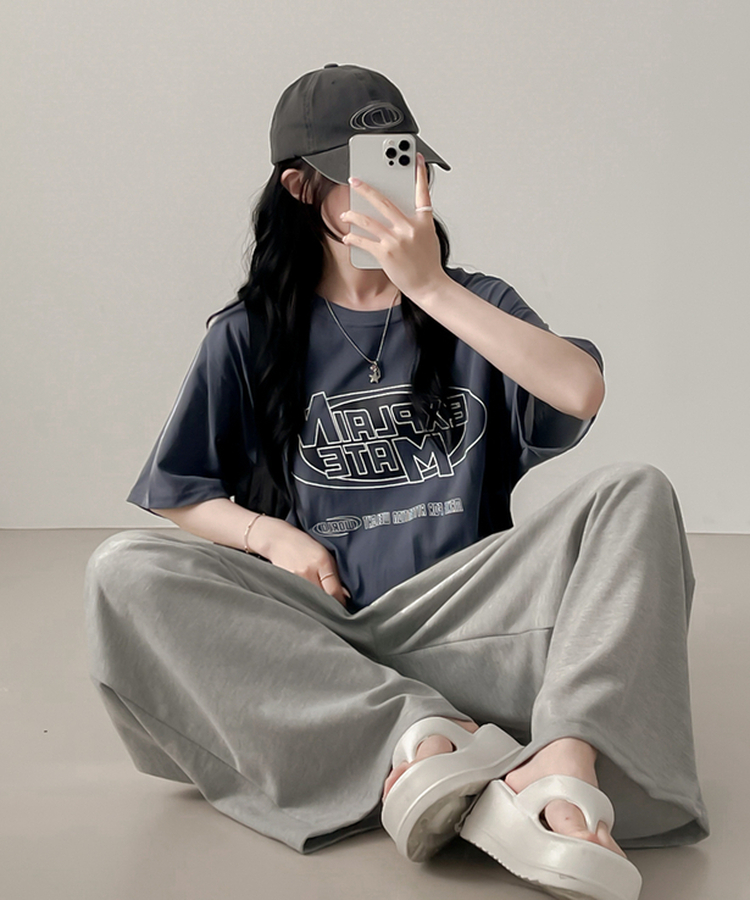 ピグメントオーバー半袖Tシャツ BLUE