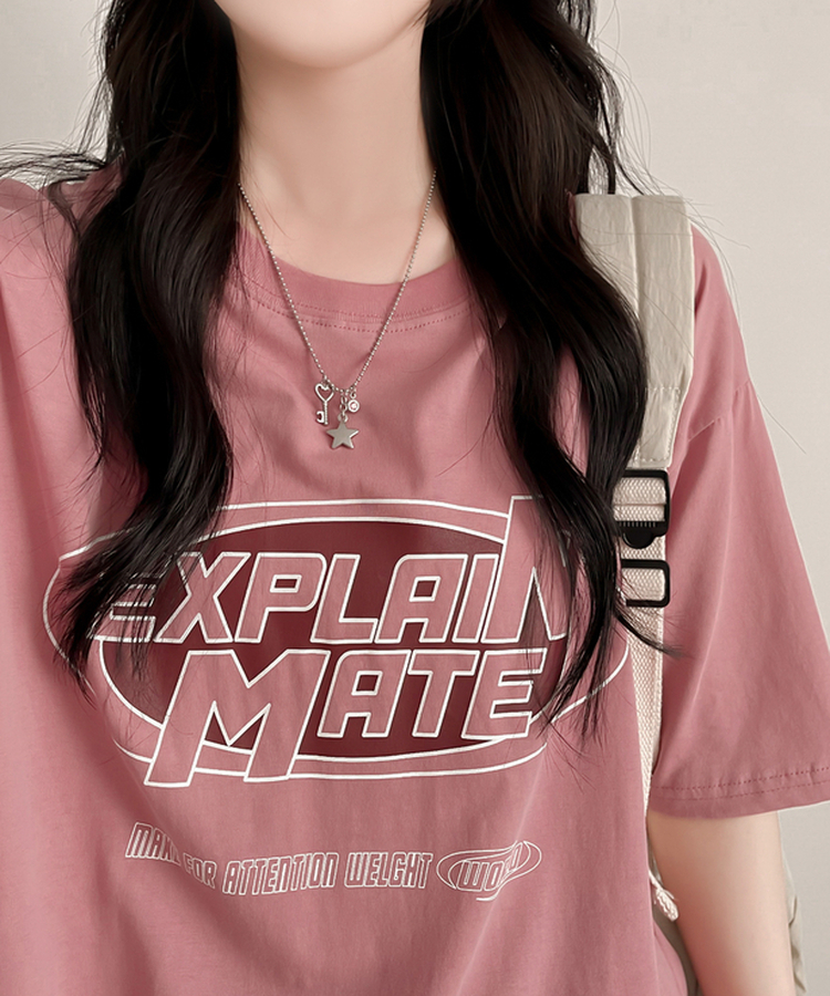 ピグメントオーバー半袖Tシャツ PINK