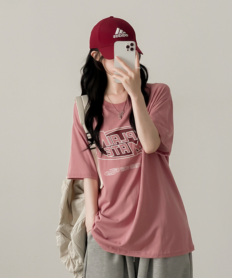 ピグメントオーバー半袖Tシャツ PINK