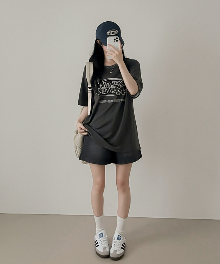 ピグメントオーバー半袖Tシャツ CHARCOAL
