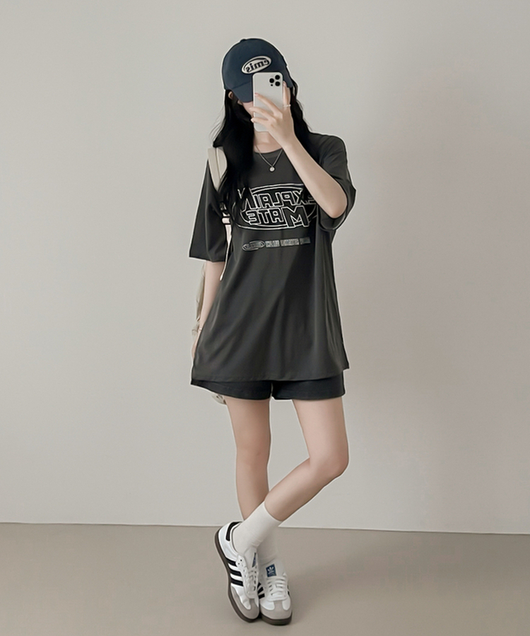 ピグメントオーバー半袖Tシャツ CHARCOAL